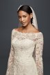 Off-The-Shoulder Lace A-Line Beaded Wedding Dress Oleg Cassini 4XLCWG765