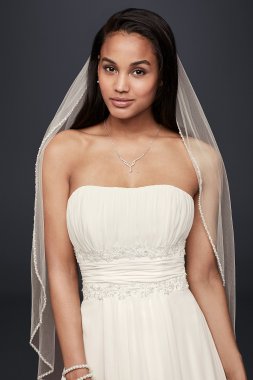 Beaded Chiffon Wedding Dress with Empire Waist David's Bridal Collection 4XLNTV9743