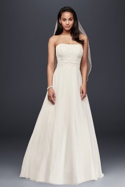 Beaded Chiffon Wedding Dress with Empire Waist David's Bridal Collection 4XLNTV9743