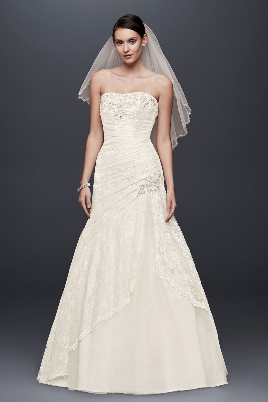 Lace Side Split Wedding Dress with Beading Detail David's Bridal Collection 4XLNTYP3344