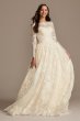 Long Sleeve Beaded Lace Tall Wedding Dress Oleg Cassini 4XLSLCWG780