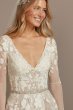 Plunging Illusion Sleeve Plus Size Wedding Dress Galina Signature 4XLSWG820