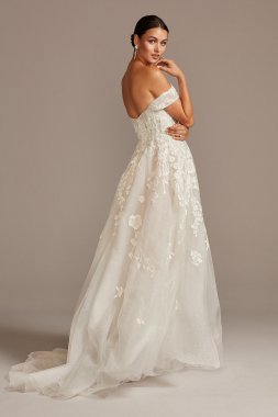 Floral Tall Wedding Dress with Removable Sleeves Galina Signature 4XLSWG834