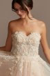 Floral Bead Tall Wedding Dress with Metallic Tulle Galina Signature 4XLSWG871