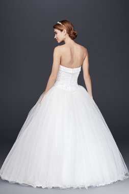 Extra Length Strapless Wedding Dress with Beading David's Bridal Collection 4XLT8017