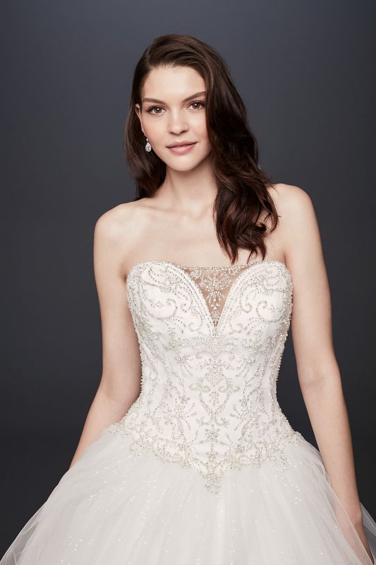 Hand-Beaded Illusion Bodice Wedding Dress David's Bridal Collection 4XLV3849