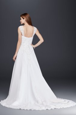 Extra Length Chiffon Cap Sleeve Wedding Dress David's Bridal Collection 4XLV9010