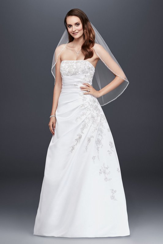 Extra Length Corset Back Wedding Dress with Drape David's Bridal Collection 4XLV9665