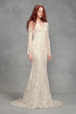 White by Vera Wang Lace Bell Sleeve Wedding Dress White by Vera Wang 4XLVW351428