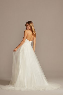 Strapless Satin Tall Wedding Dress with Skirt Slit DB Studio 4XLWG4017