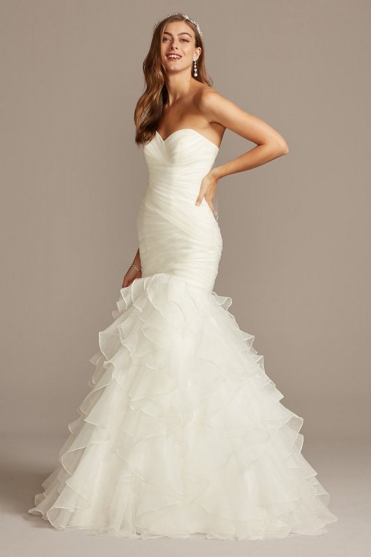 Organza Mermaid Wedding Dress with Lace-Up Back David's Bridal Collection 4XLWG3832