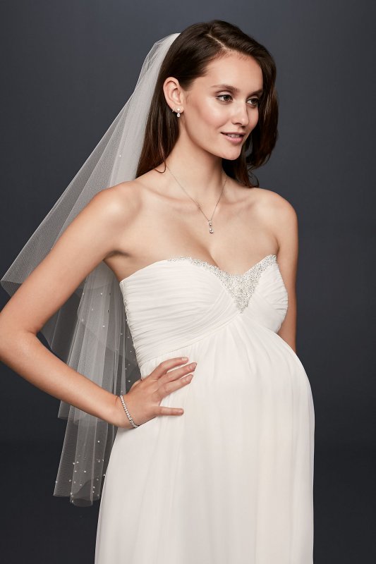 Maternity Beaded Chiffon Wedding Dress David's Bridal Collection 4XLWG3882