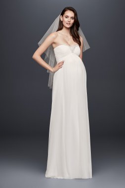 Maternity Beaded Chiffon Wedding Dress David's Bridal Collection 4XLWG3882