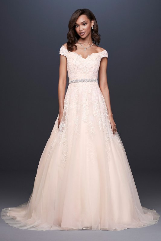 Applique Off-the-Shoulder Ball Gown Wedding Dress David's Bridal Collection 4XLWG3940