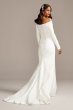 Off-the-Shoulder Buttoned Back Tall Wedding Dress David's Bridal Collection 4XLWG3990