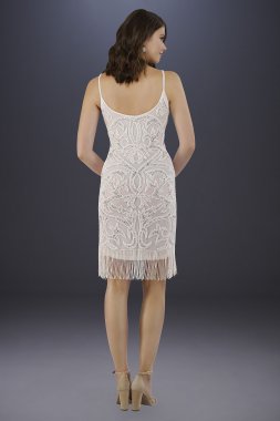 Lara Demi Beaded Short Fringe Hem Wedding Dress Lara 51040