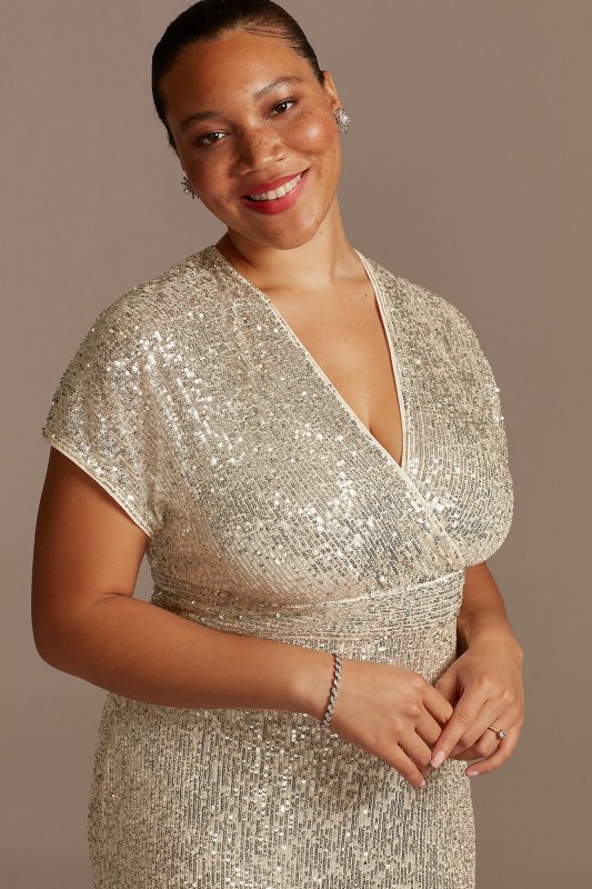 Allover Sequin Plus Size Wedding Dress with Godets RM Richards 5922W