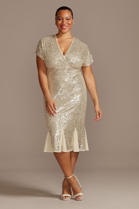 Allover Sequin Plus Size Wedding Dress with Godets RM Richards 5922W