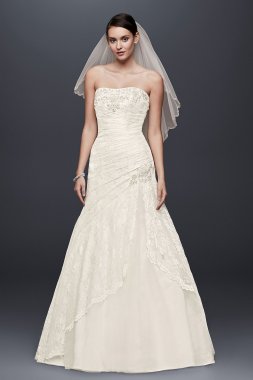 Petite Side Split Wedding Dress with All Over Lace David's Bridal Collection 7NTYP3344