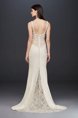 Beaded Illusion and Crepe Petite Wedding Dress Galina Signature 7SV771