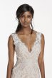 Petite Lace Wedding Dress with Plunging Neck Galina Signature 7SWG689