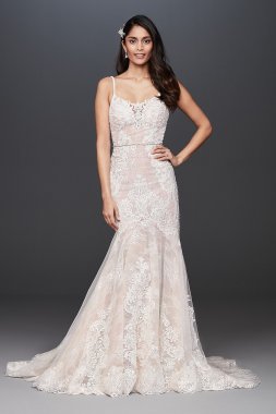 Moonstone Embellished Petite Lace Wedding Dress Galina Signature 7SWG824