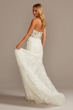 Beaded Brocade Embellished Petite Wedding Dress Galina Signature 7SWG835