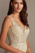 Beaded Plunging-V Illusion Petite Wedding Dress Galina Signature 7SWG837