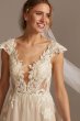 Cap Sleeve Lace Appliqued Petite Wedding Dress Galina Signature 7SWG862