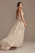 Geometric Sequin Plunge Petite Wedding Dress Galina Signature 7SWG863