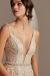 Geometric Sequin Plunge Petite Wedding Dress Galina Signature 7SWG863