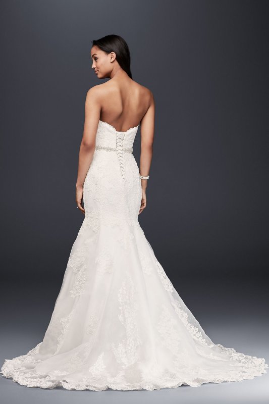 Petite Strapless Wedding Dress with Beaded Sash David's Bridal Collection 7V3680