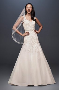 Tulle Cap Sleeve Petite Mermaid Wedding Dress David's Bridal Collection 7WG3911