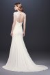 Cap Sleeve Crepe Petite Sheath Wedding Dress David's Bridal Collection 7WG3939