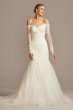 Long Sleeve Off-the-Shoulder Petite Wedding Dress David's Bridal Collection 7WG3943