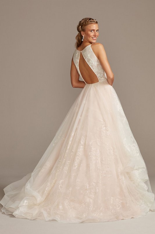 Floral and Tulle Layered Petite Wedding Dress David's Bridal Collection 7WG3975