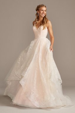 Floral and Tulle Layered Petite Wedding Dress David's Bridal Collection 7WG3975