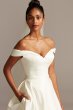 Off the Shoulder Satin Gown Petite Wedding Dress David's Bridal Collection 7WG3979