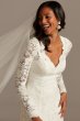 Scalloped Lace Open Back Petite Wedding Dress David's Bridal Collection 7WG3987