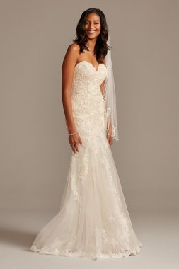 Layered Lace Petite Mermaid Wedding Dress David's Bridal Collection 7WG3988