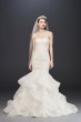 Petite Long Scroll Lace Trumpet Wedding Dress Oleg Cassini 7XTCWG769