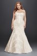 Oleg Cassini Satin Trumpet Wedding Dress with Lace Oleg Cassini 8CWG594