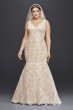 Oleg Cassini Plus Size Lace Trumpet Wedding Dress Oleg Cassini 8CWG747