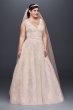 Appliqued Tulle-Over-Lace Plus Size Wedding Dress Oleg Cassini 8CWG792