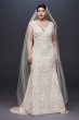 Cap Sleeve Plunging V-Neck Plus Size Wedding Dress Oleg Cassini 8CWG807