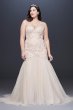 Mermaid Beaded Floral Lace Plus Size Wedding Dress Oleg Cassini 8CWG832