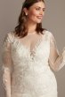 Illusion Beaded Floral Plus Size Wedding Dress Oleg Cassini 8CWG844