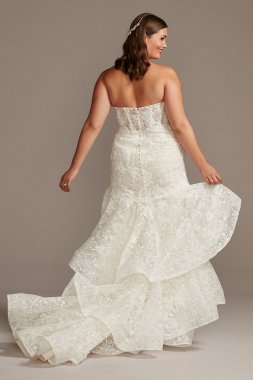 Scalloped Lace Open Back Petite Wedding Dress David's Bridal Collection 7WG3987