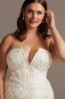 Notch-Neck Lace Mermaid Plus Size Wedding Dress Oleg Cassini 8CWG846