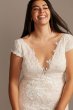 Chantilly Lace Cap Sleeve Plus Size Wedding Dress Oleg Cassini 8CWG847